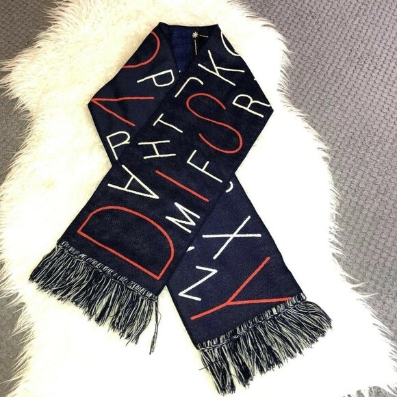 DIEHARD SCARVES Discovery Wonder Acrylic Blue Alphabet Stars Fringe Scarf - Picture 1 of 12